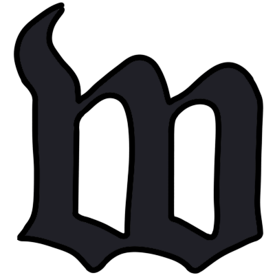 A black lowercase 'w' in a Gothic font